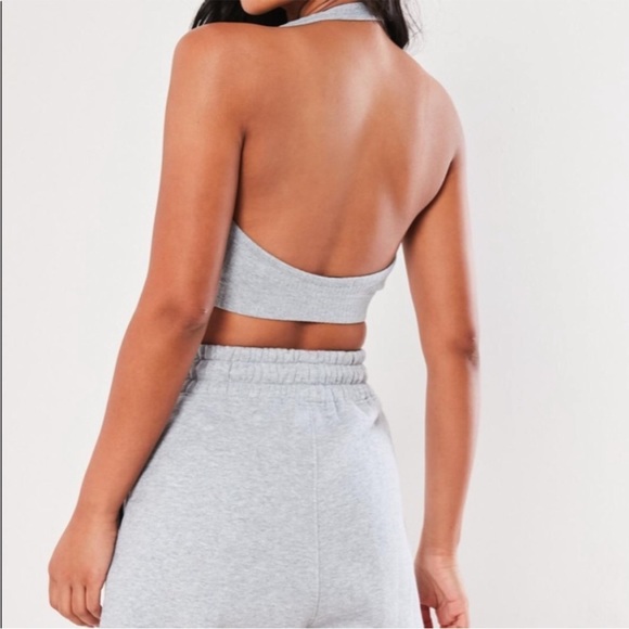 Missguided Gray Ribbed Micro Halterneck Bralet - Picture 5 of 12